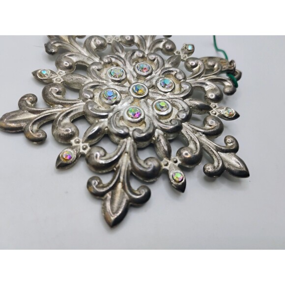 LENOX Sparkle and Scroll Multi-Crystal Snowflake Ornament Silverplate 851325 - Picture 4 of 7